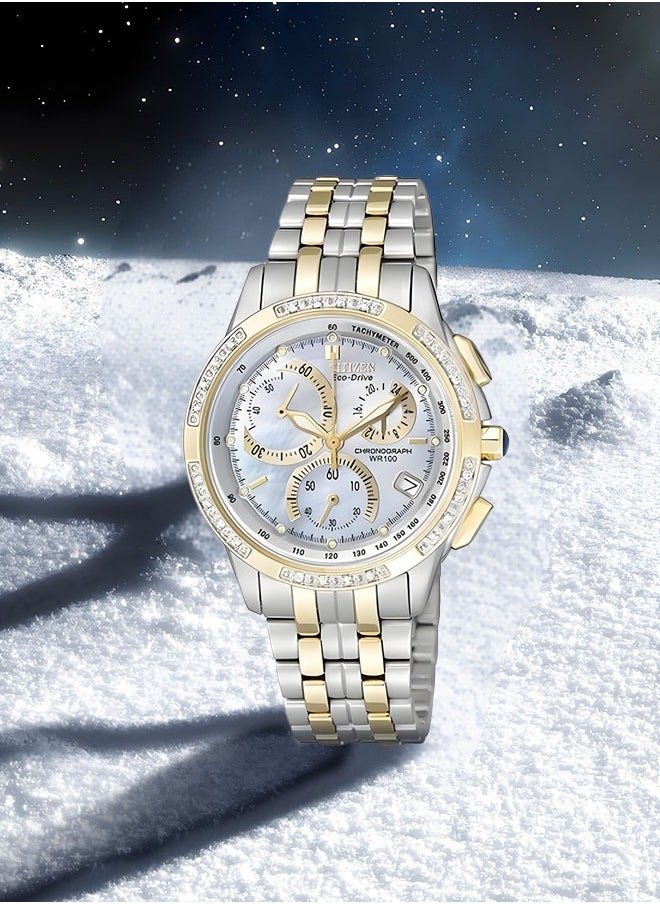 Citizen FB1096-51D Ladies Eco-Drive Watch - Pearl White Dial Stainless Steel Strap