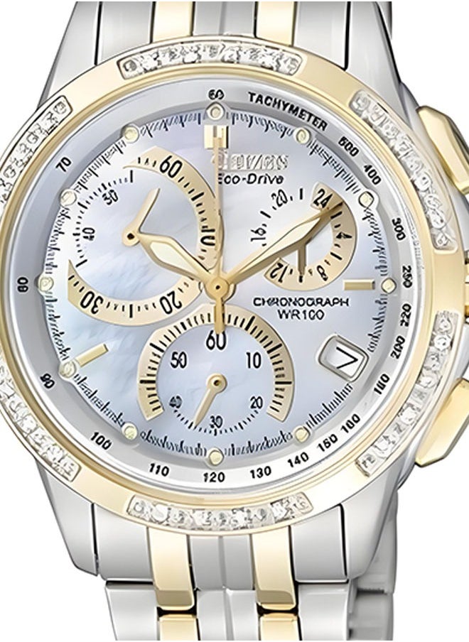 Citizen FB1096-51D Ladies Eco-Drive Watch - Pearl White Dial Stainless Steel Strap