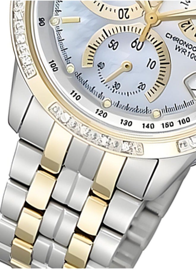 Citizen FB1096-51D Ladies Eco-Drive Watch - Pearl White Dial Stainless Steel Strap