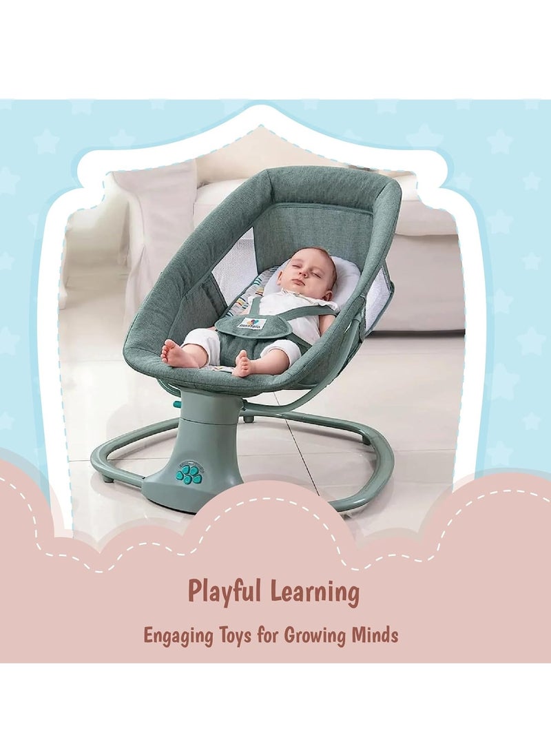 KH 3 In 1 Deluxe Multi-Functional Swing & Bassinet for Infants up 0 - 36 months Old – Versatile Baby Sleeper, 5 Adjustable Swing Speeds, Breathable Fabric, Canopy with Mosquito Net (Green)