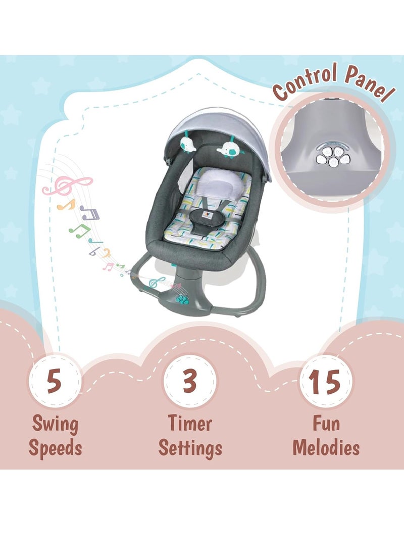 KH 3 In 1 Deluxe Multi-Functional Swing & Bassinet for Infants up 0 - 36 months Old – Versatile Baby Sleeper, 5 Adjustable Swing Speeds, Breathable Fabric, Canopy with Mosquito Net (Green)