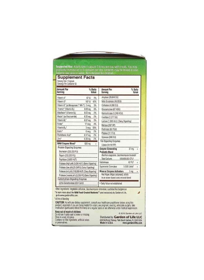 RAW Enzymes Women 50  Wiser 90 Vegetarian Capsules
