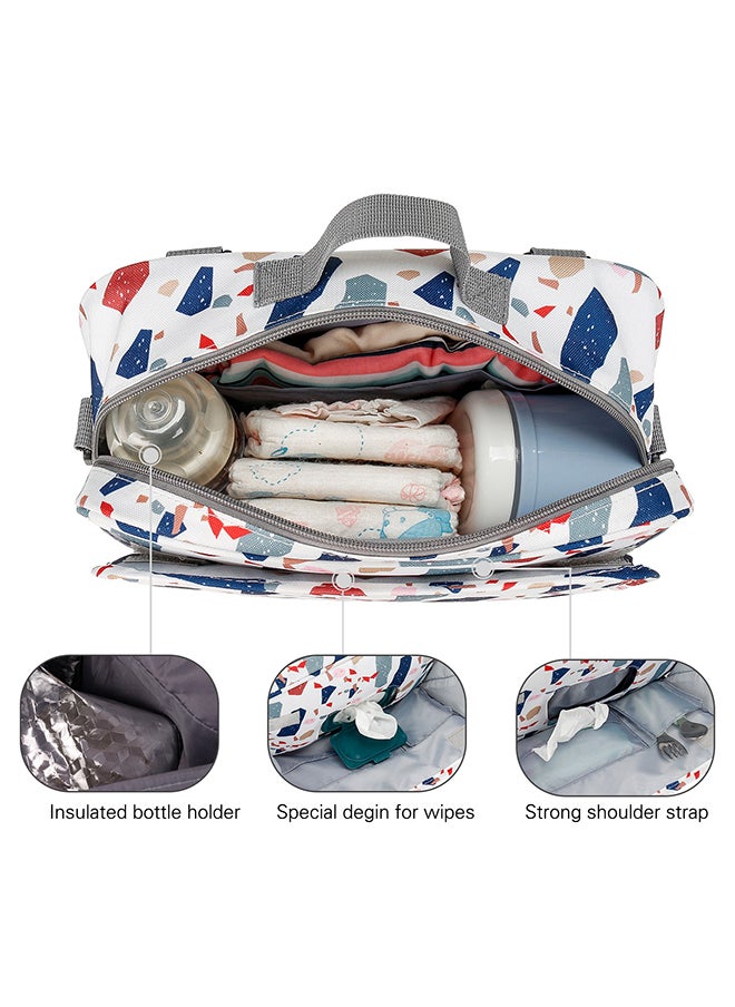 Baby Diaper Changing Clutch Kit With Detachable Shoulder Strap - Geo White