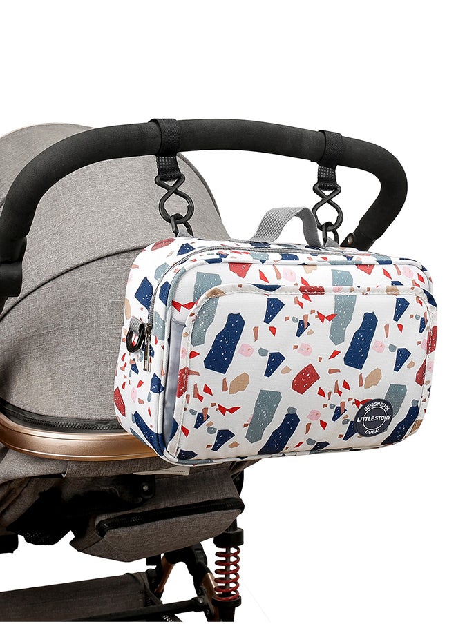 Baby Diaper Changing Clutch Kit With Detachable Shoulder Strap - Geo White