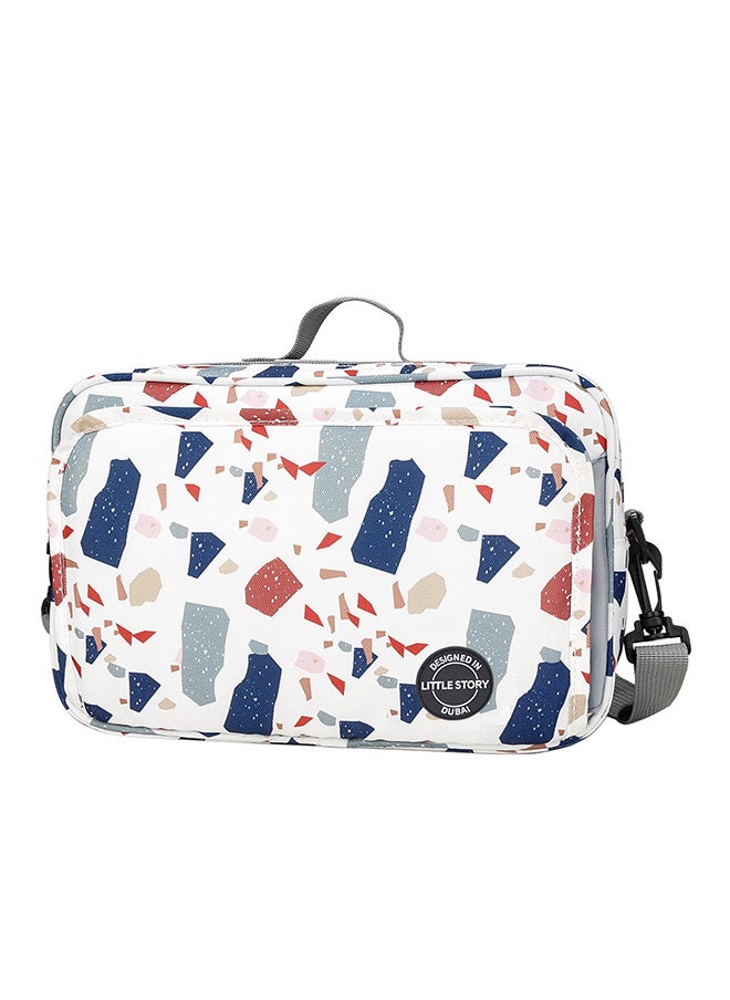 Baby Diaper Changing Clutch Kit With Detachable Shoulder Strap - Geo White