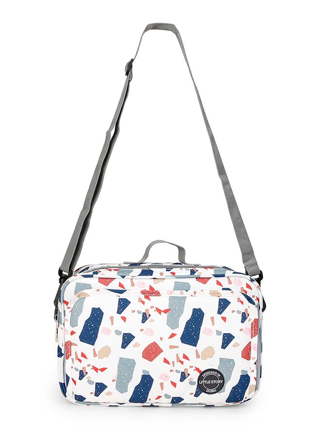 Baby Diaper Changing Clutch Kit With Detachable Shoulder Strap - Geo White