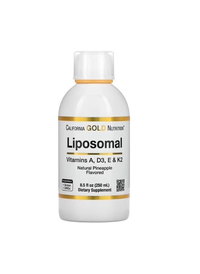 Liposomal Vitamin A D3 E  K2 Pineapple Flavor 8.5 fl oz 250 ml