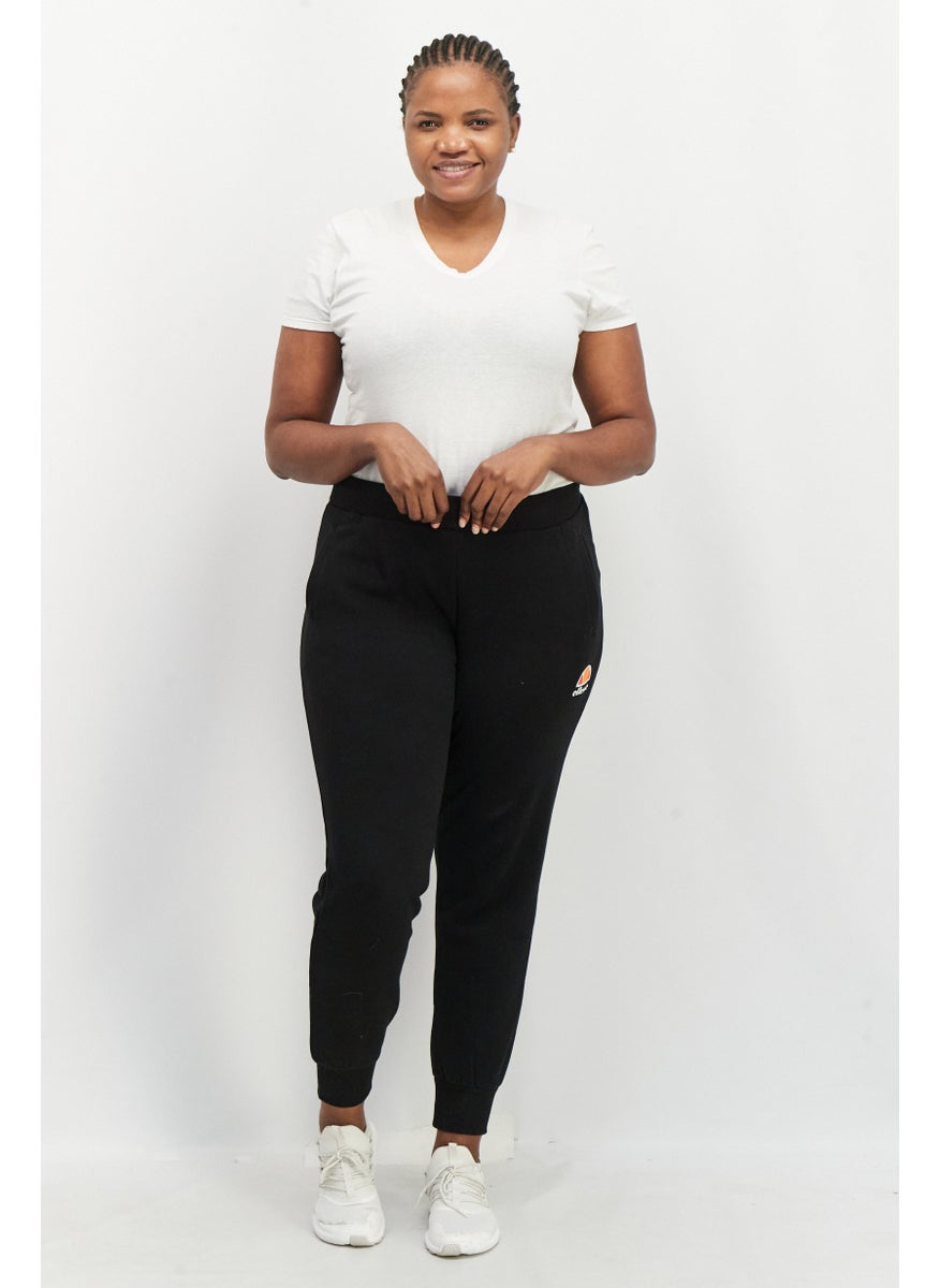 Women Regular Fit Brand Logo Jogger Pants, Black