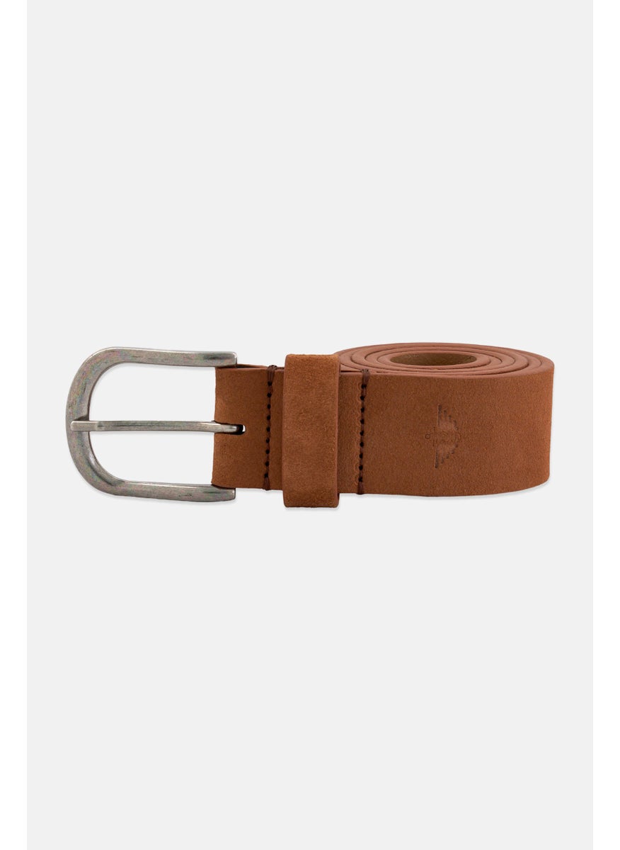 Men Leather Buckle Belt, Almond
