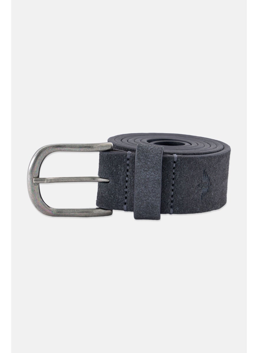 Men Leather Buckle Belt,Wash Black