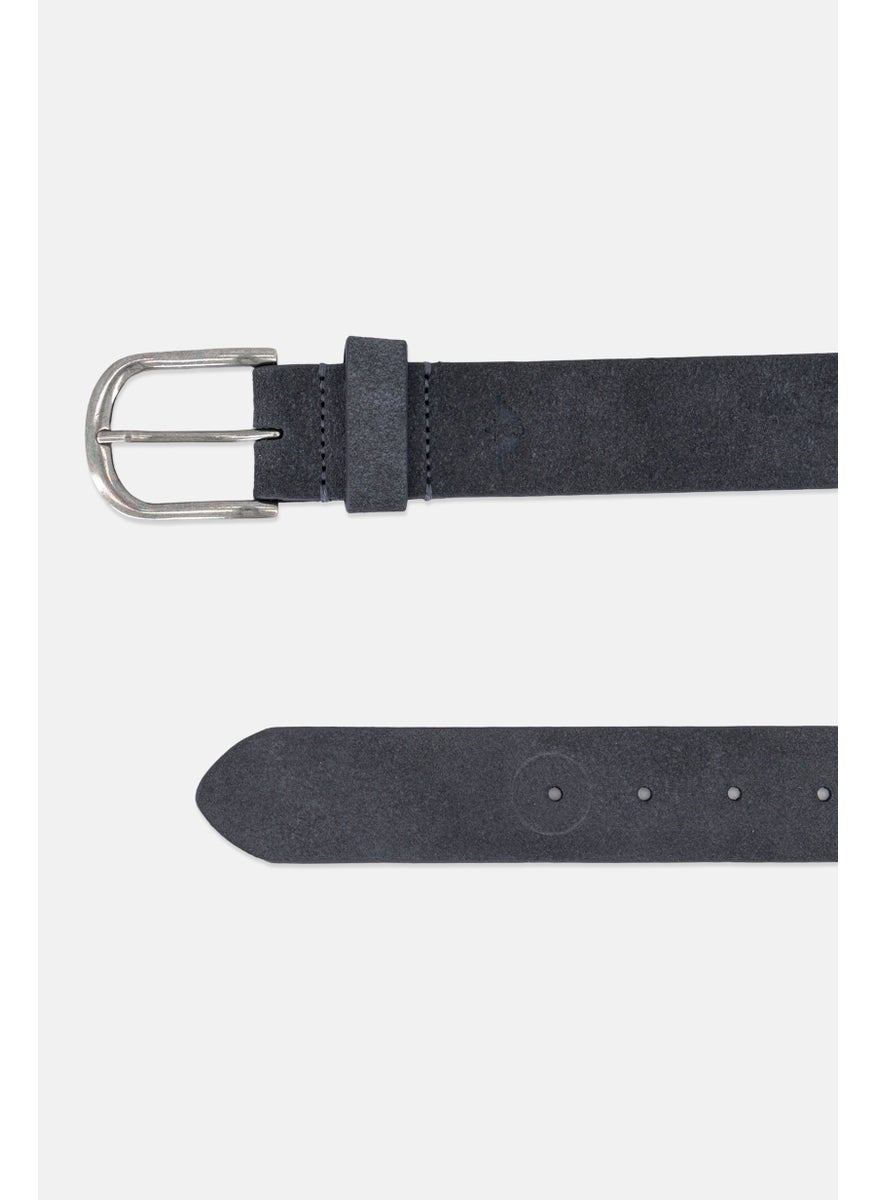 Men Leather Buckle Belt,Wash Black