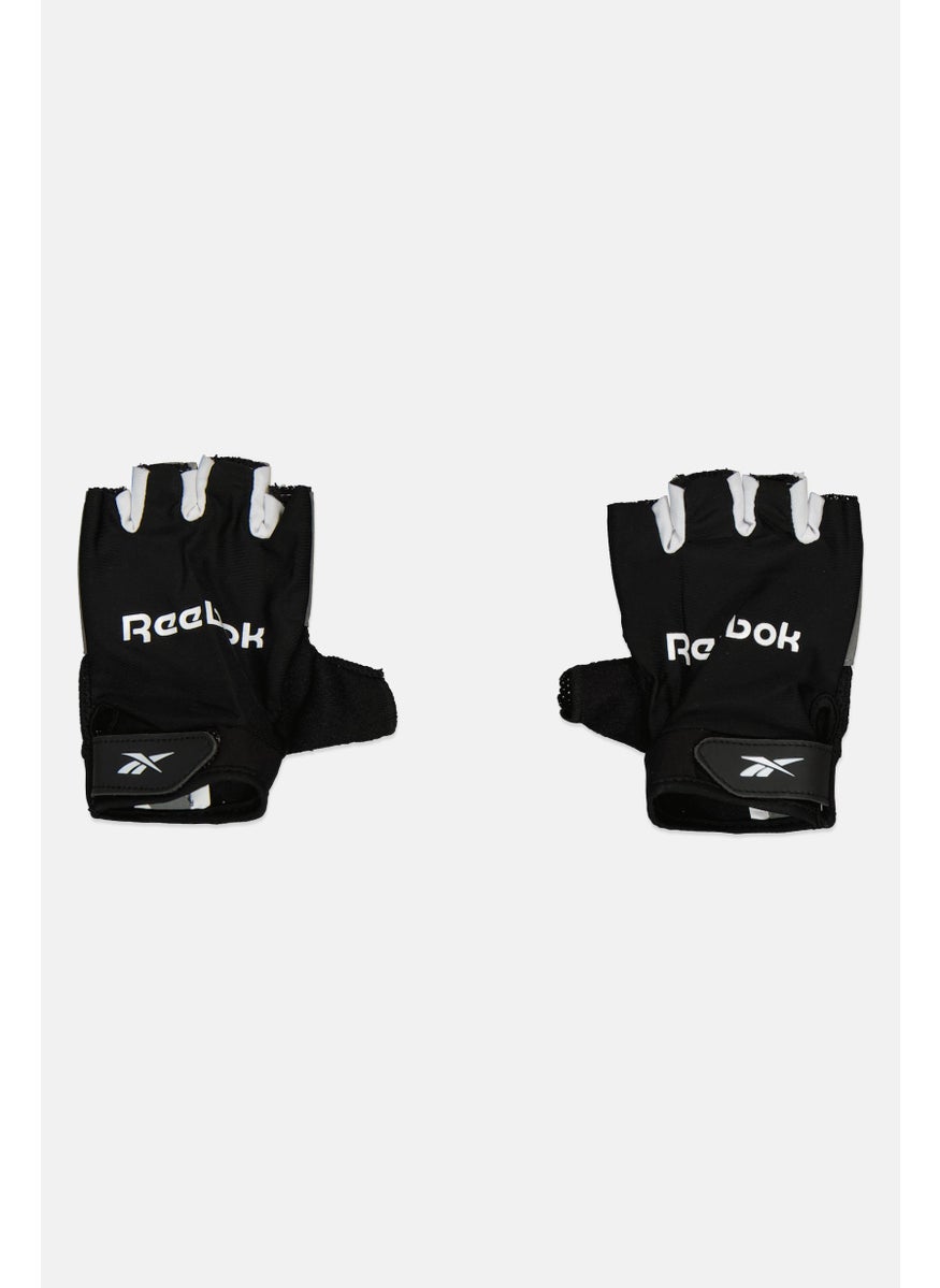 Men Brand Logo Fitness Gloves, Black