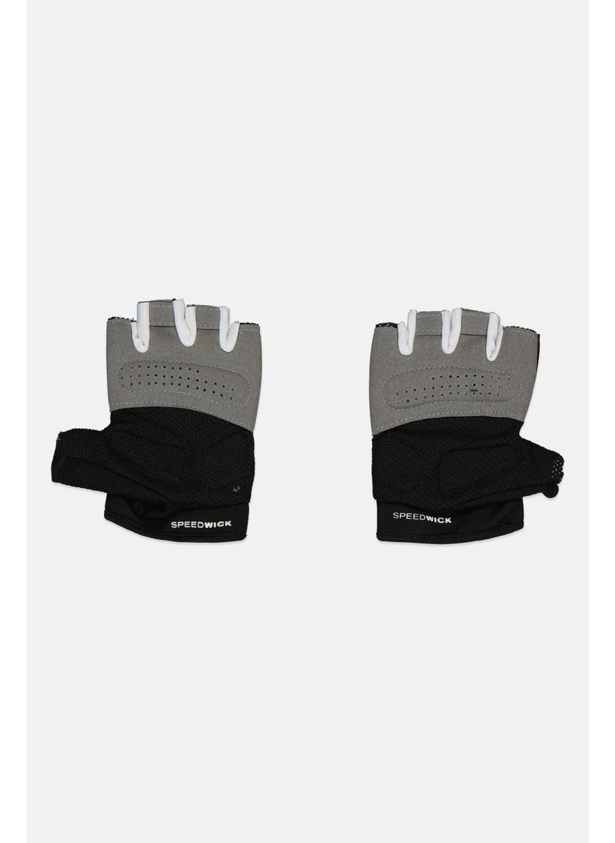 Men Brand Logo Fitness Gloves, Black