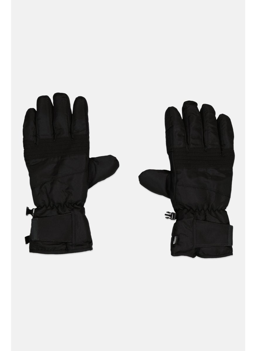 Men 1 Pair Textured Ski Gloves, Black