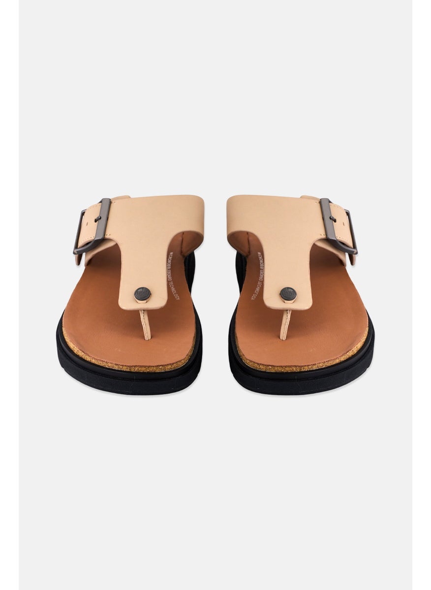Men Toe Post Slip On Sandal, Beige