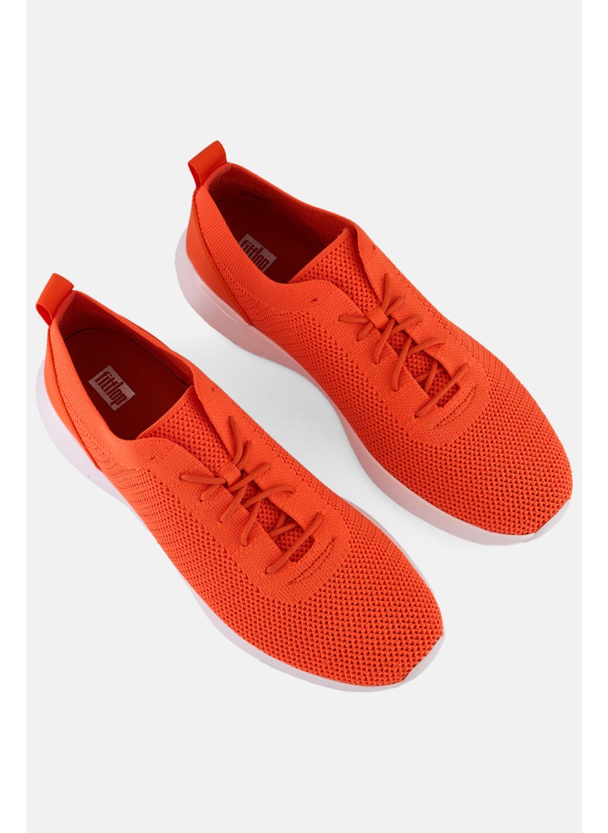 Men Flexknit Lace Up Sneaker Shoes, Neon Orange/White