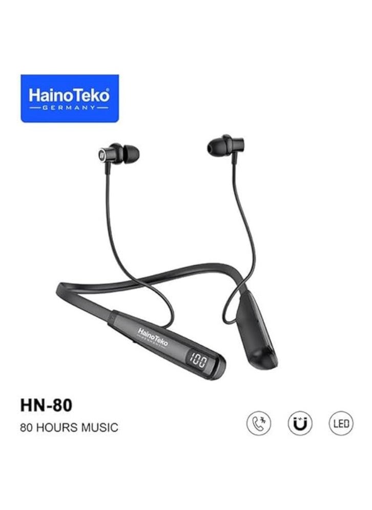 Haino Teko HN 80 Bluetooth Wireless Neckband Earphone with Mic and Super Bass Sound