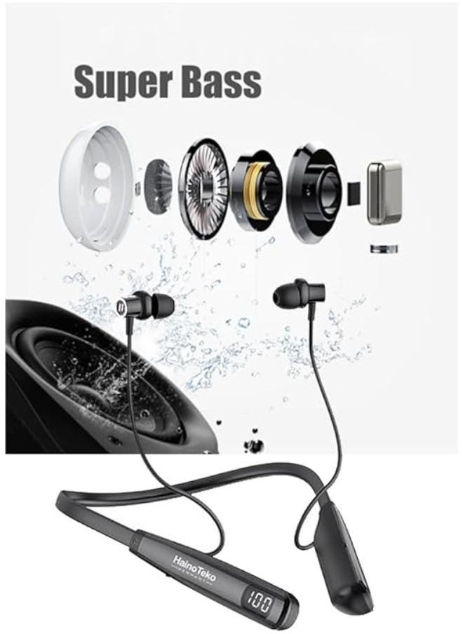 Haino Teko HN 80 Bluetooth Wireless Neckband Earphone with Mic and Super Bass Sound