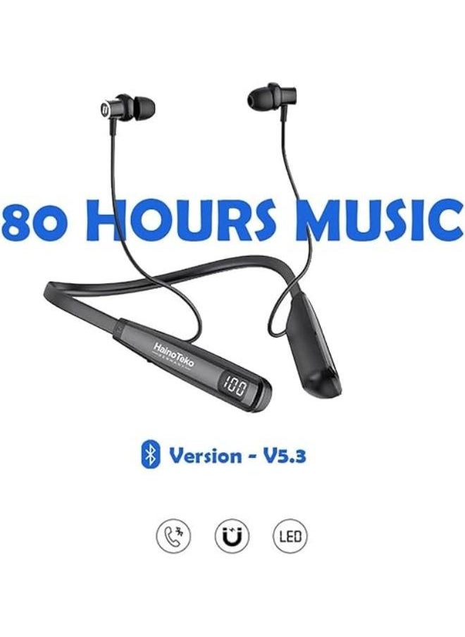 Haino Teko HN 80 Bluetooth Wireless Neckband Earphone with Mic and Super Bass Sound