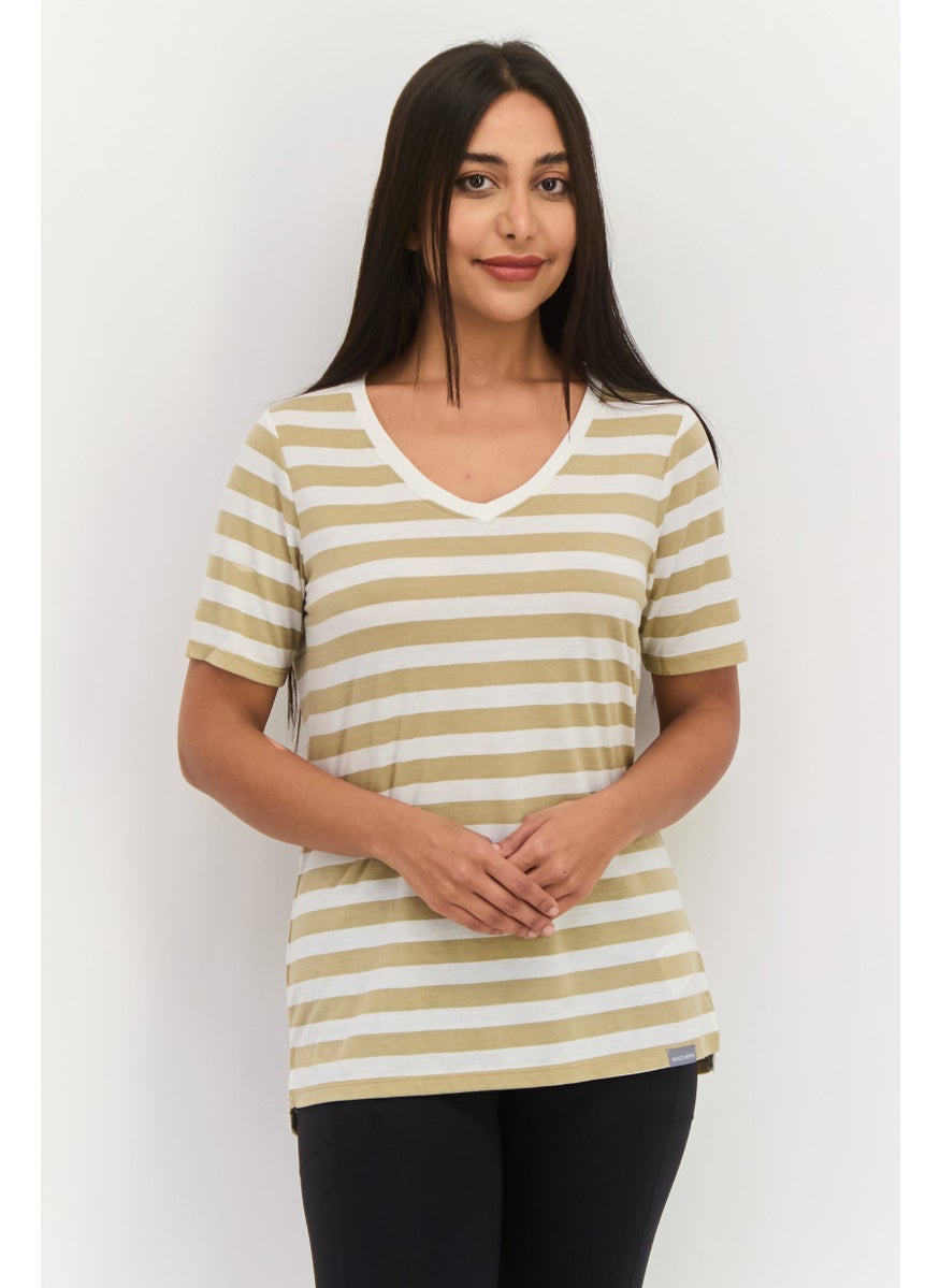 Women Sportswear Fit Short Sleeve Outdoor Top, Multicolor