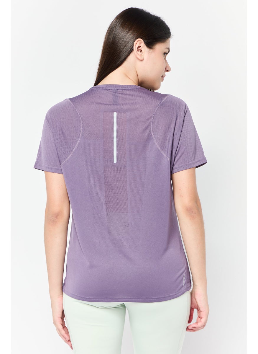 Women Sportswear Fit Short Sleeve Training Top, Purple