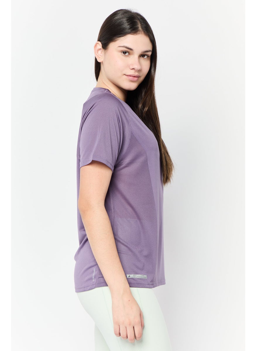 Women Sportswear Fit Short Sleeve Training Top, Purple