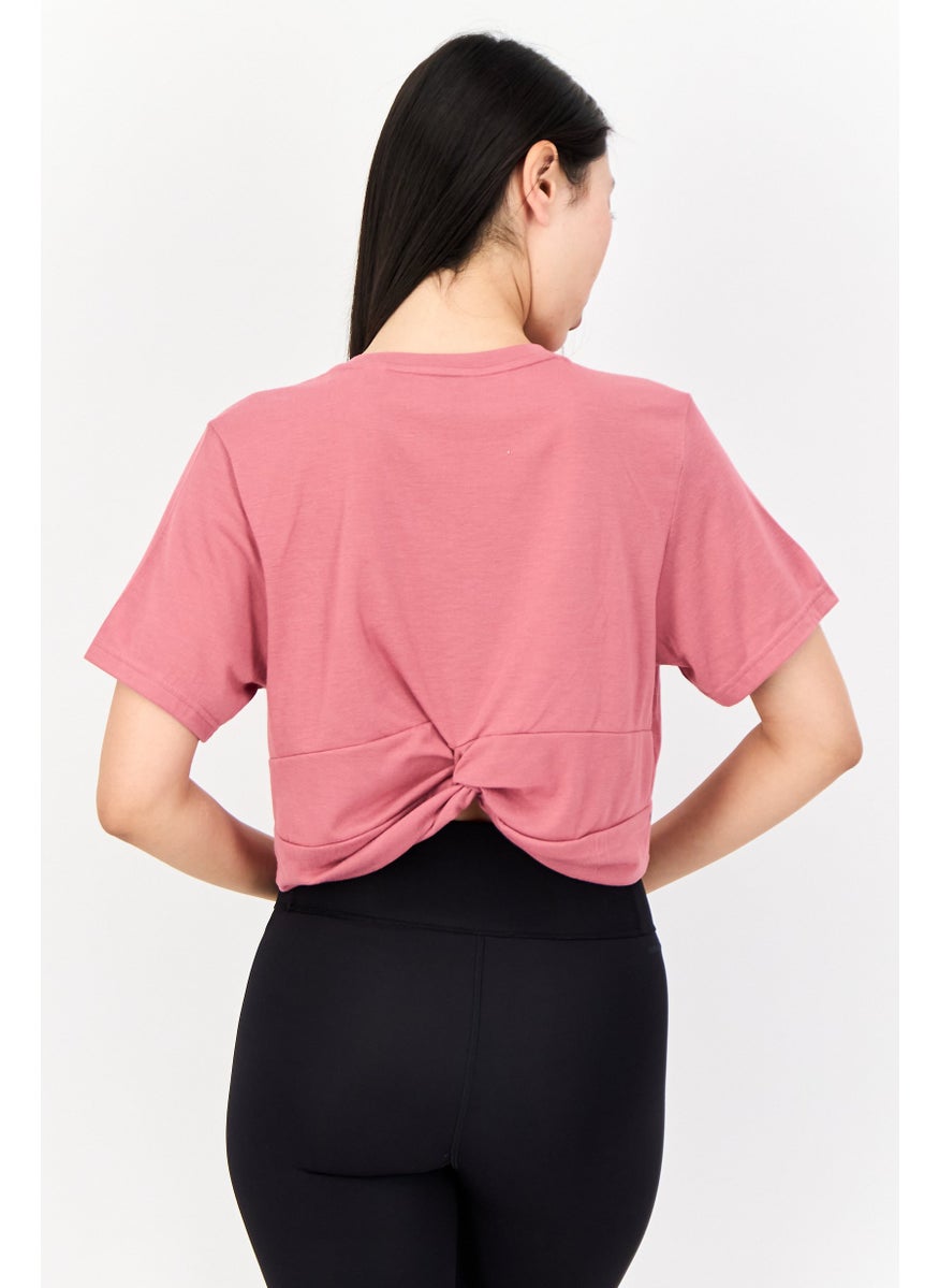 Women Sportwear Fit Short Sleeves Training Crop T-Shirt, Pink Strata