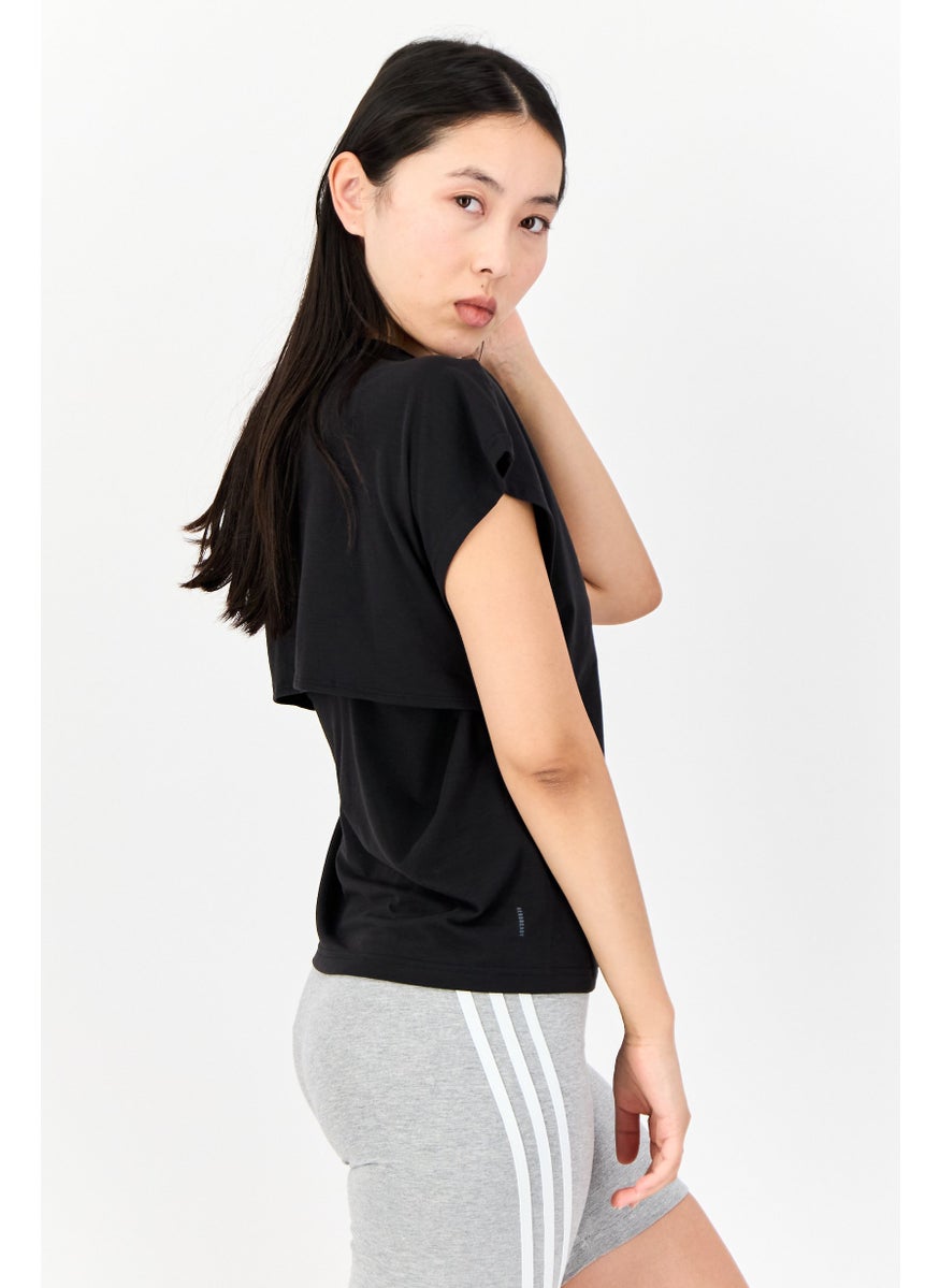 Women Sportswear Fit Short Sleeve Training T-Shirt, Black