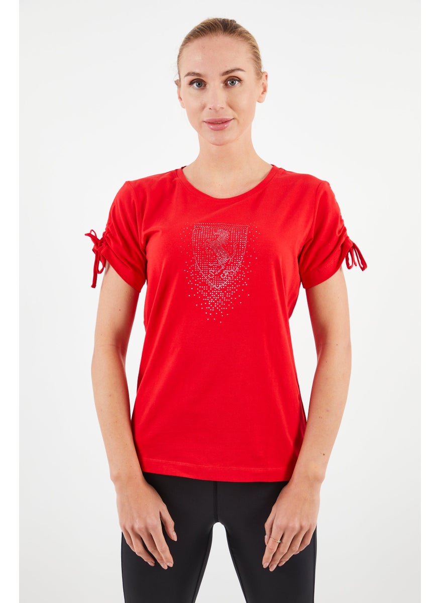 Women Sportswear Fit Short Sleeve Running T-Shirts, Red