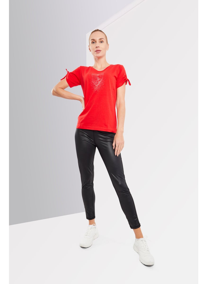 Women Sportswear Fit Short Sleeve Running T-Shirts, Red