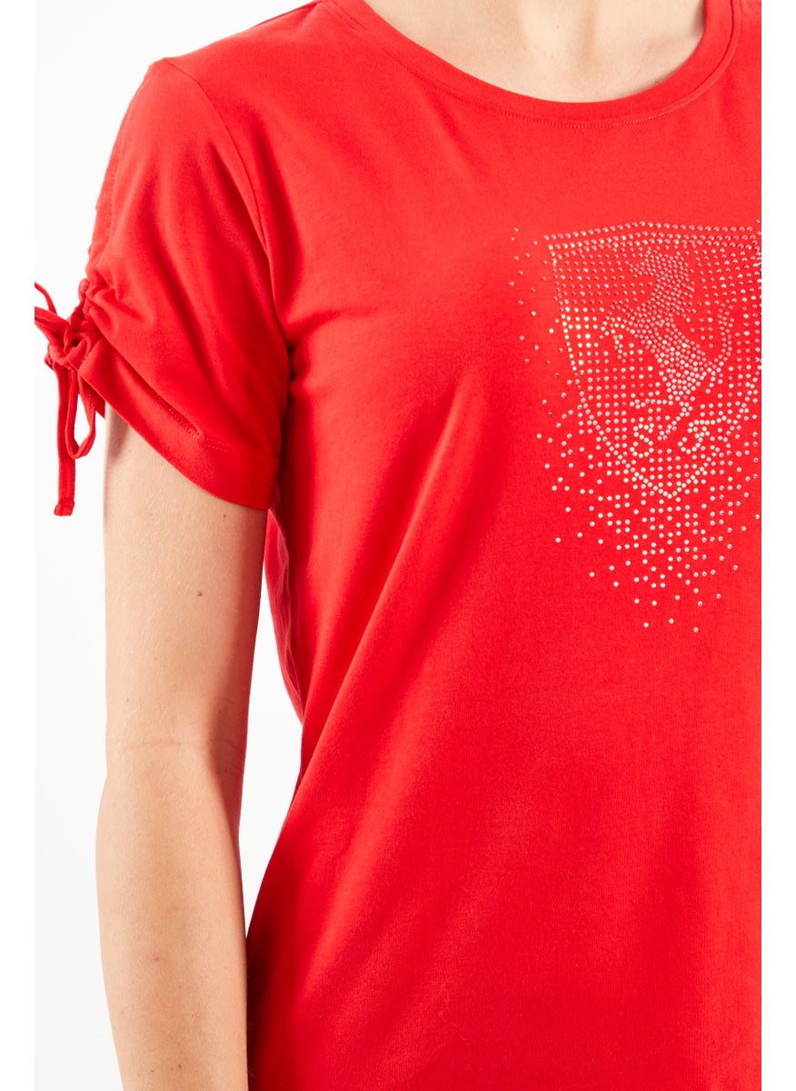 Women Sportswear Fit Short Sleeve Running T-Shirts, Red