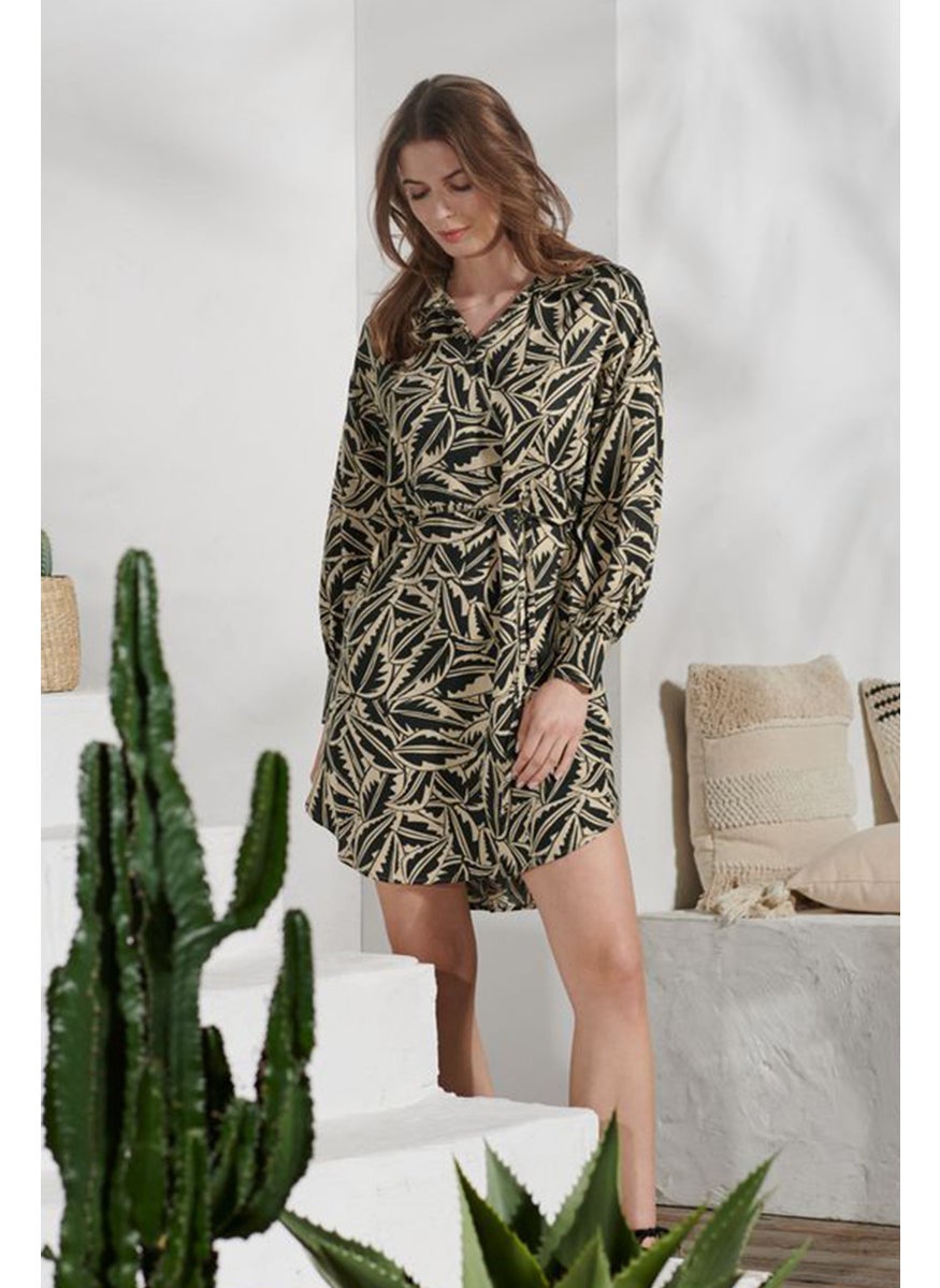 Women Allover Print Mini Dress, Black