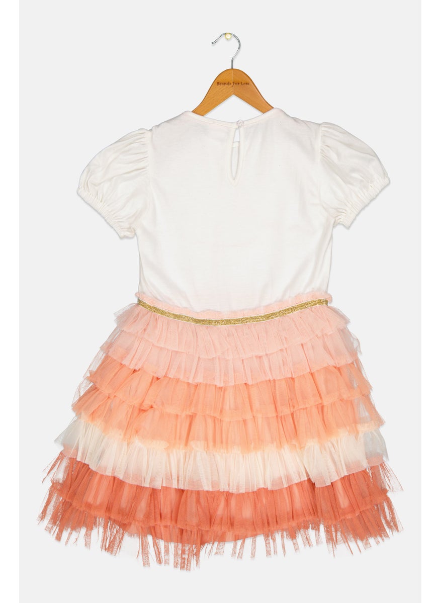Kids Girl Embellished Layered Party Dress, Multicolor
