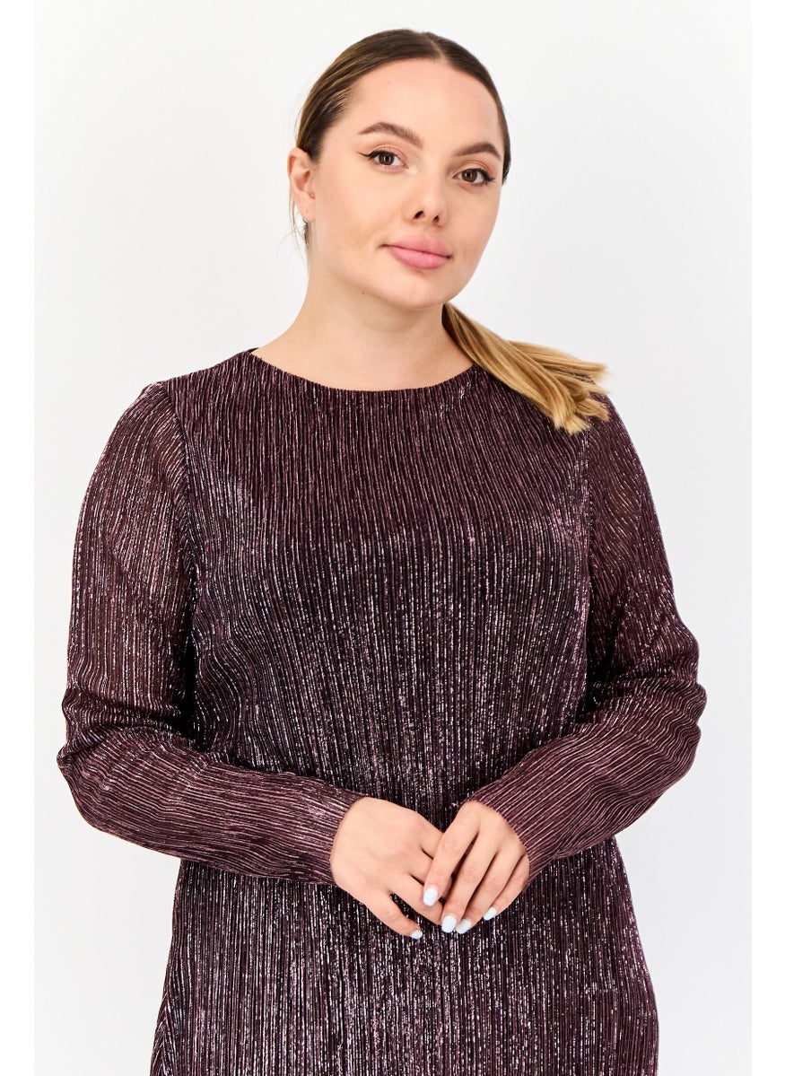 Women Metallic Maxi Dress, Dark Purple