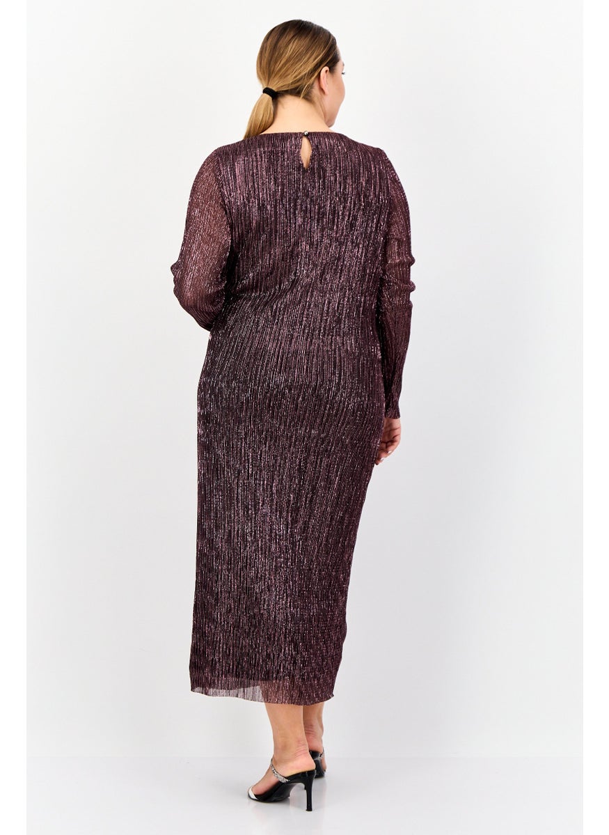 Women Metallic Maxi Dress, Dark Purple