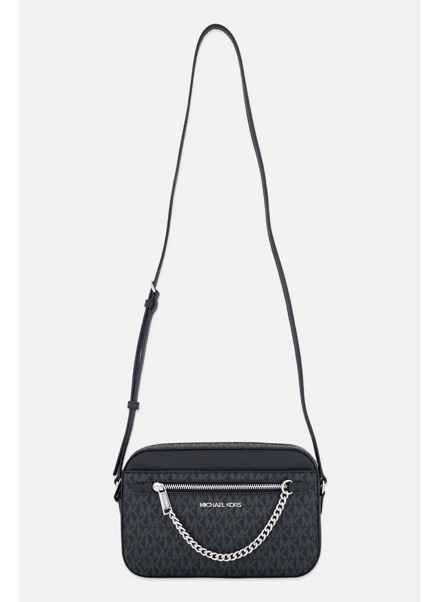 Women Brand Logo Cross Body Bag 18 H x 25 L x 7 W cm, Black/Grey