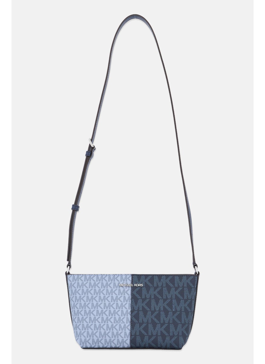Women Brand Logo Cross Body Bag  14 H x 26,5 L x 8, 5 W cm, Blue/Navy