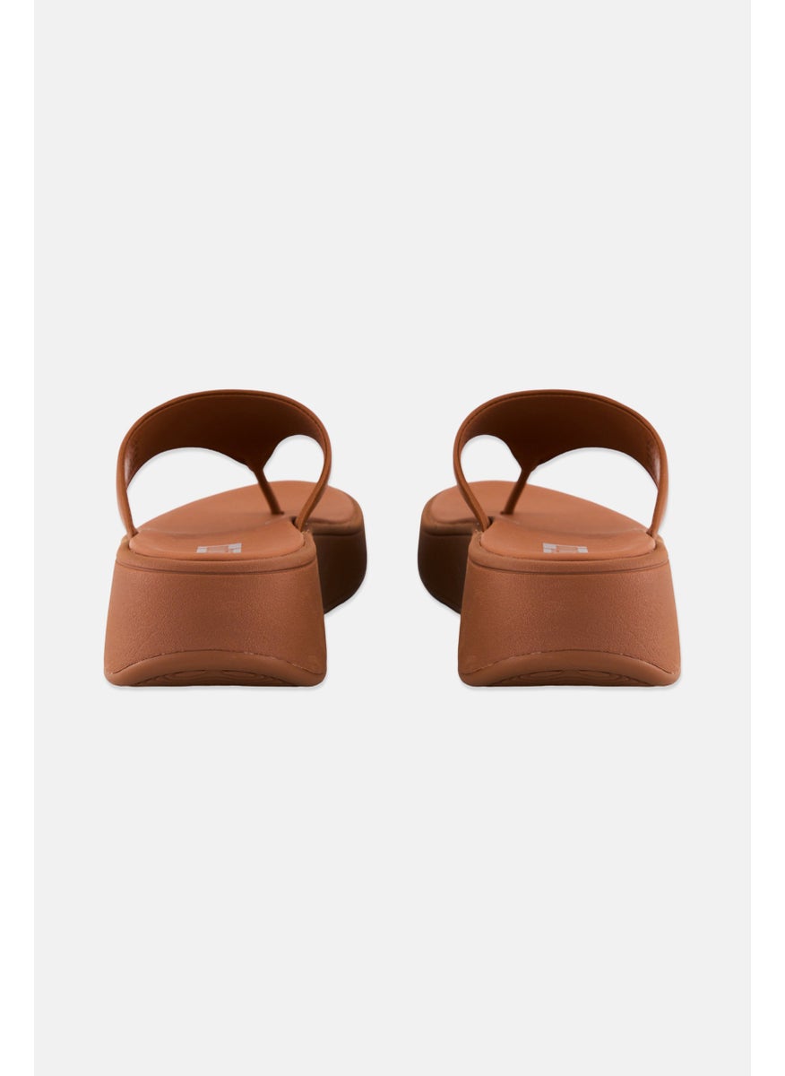Women F Mode Leather Slip On Sandals, Brown
