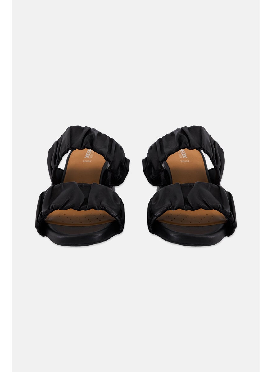 Women Slip On Leather Sandal, Black