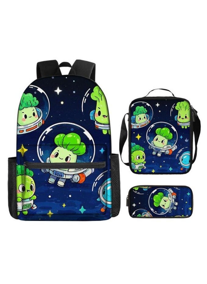 Cartoon three-piece schoolbag with zipper - 516