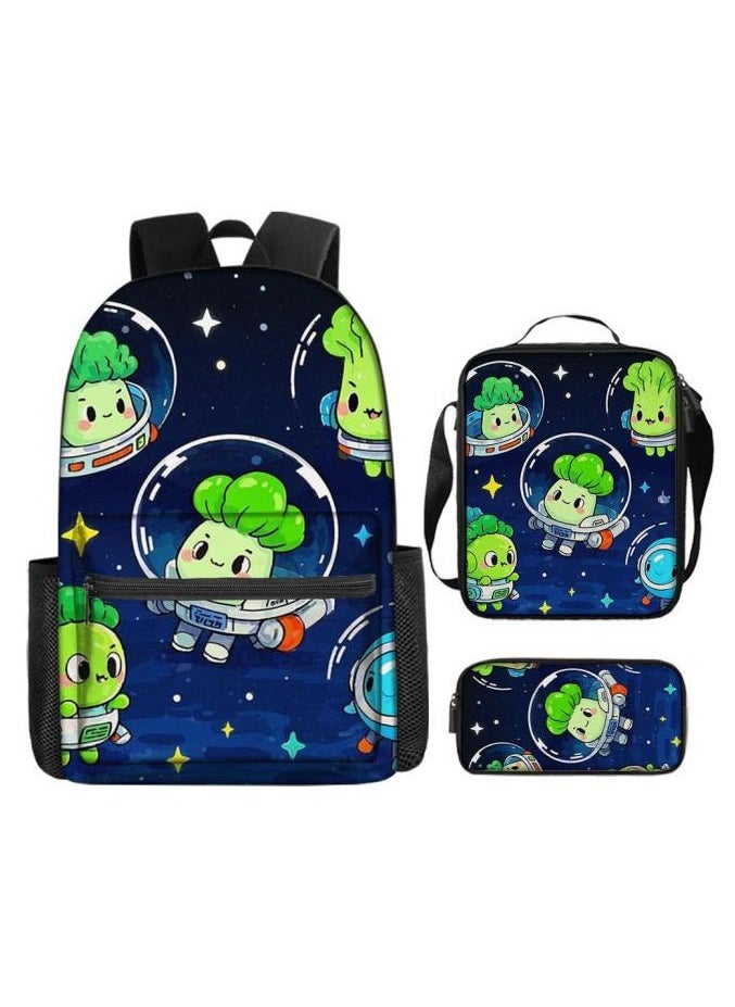 Cartoon three-piece schoolbag with zipper - 516