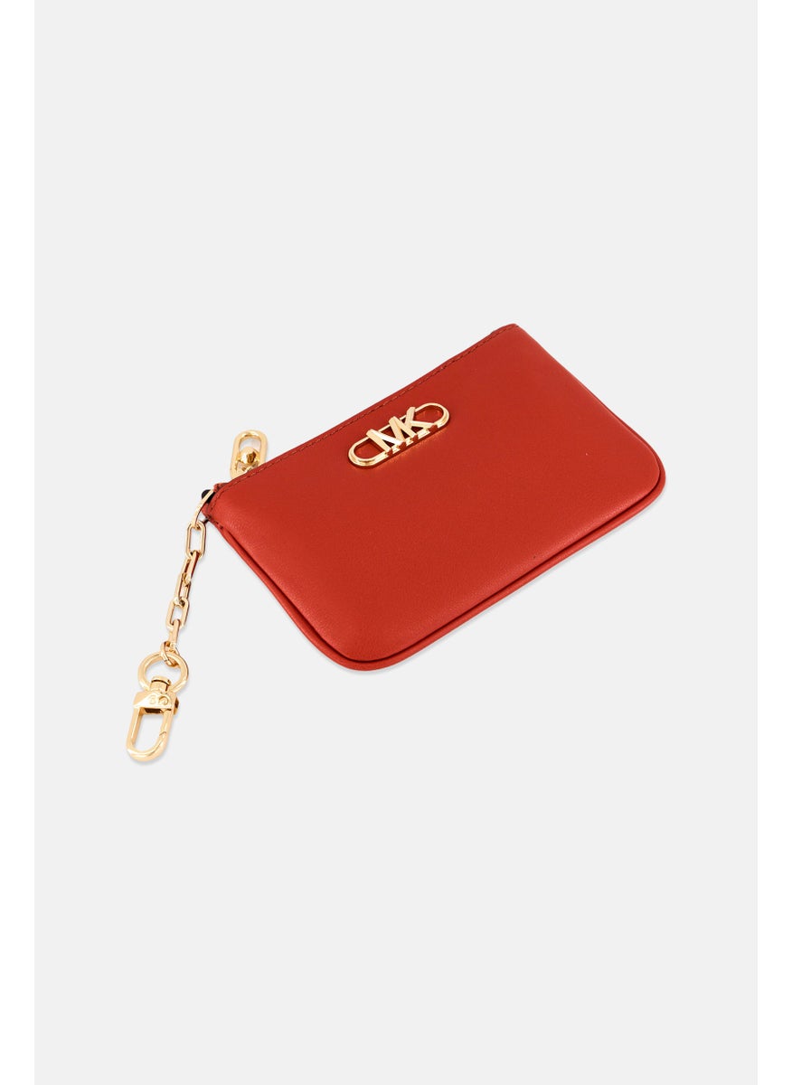 Women Brand Logo Leather Wallets 9 H x 14 L x 1 W, Deep Orange