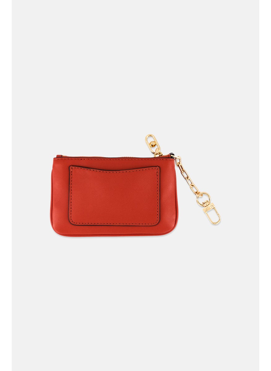 Women Brand Logo Leather Wallets 9 H x 14 L x 1 W, Deep Orange