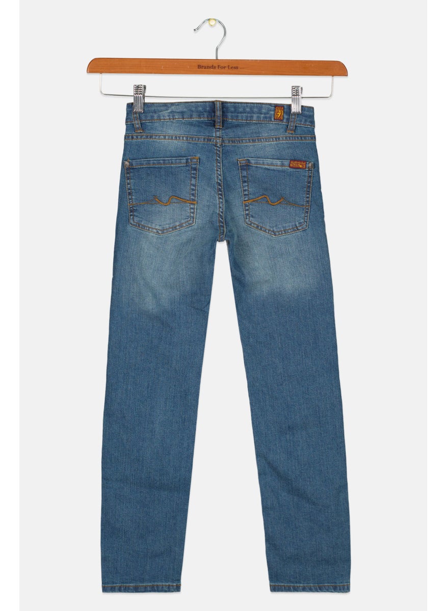 Kids Boy Slim Fit Washed Denim Jeans, Light Blue