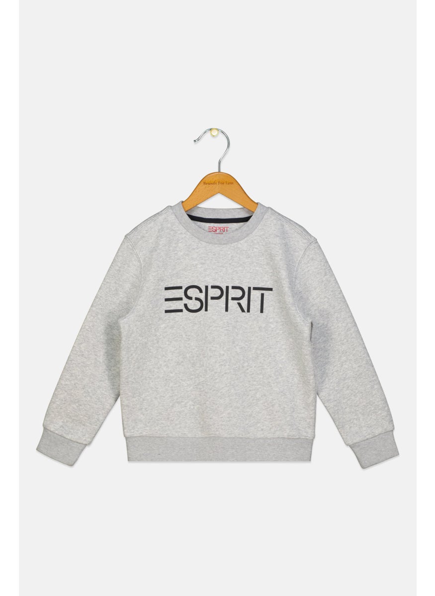 Kids Boy Long Sleeves Brand Logo Sweatshirt, Dark Grey