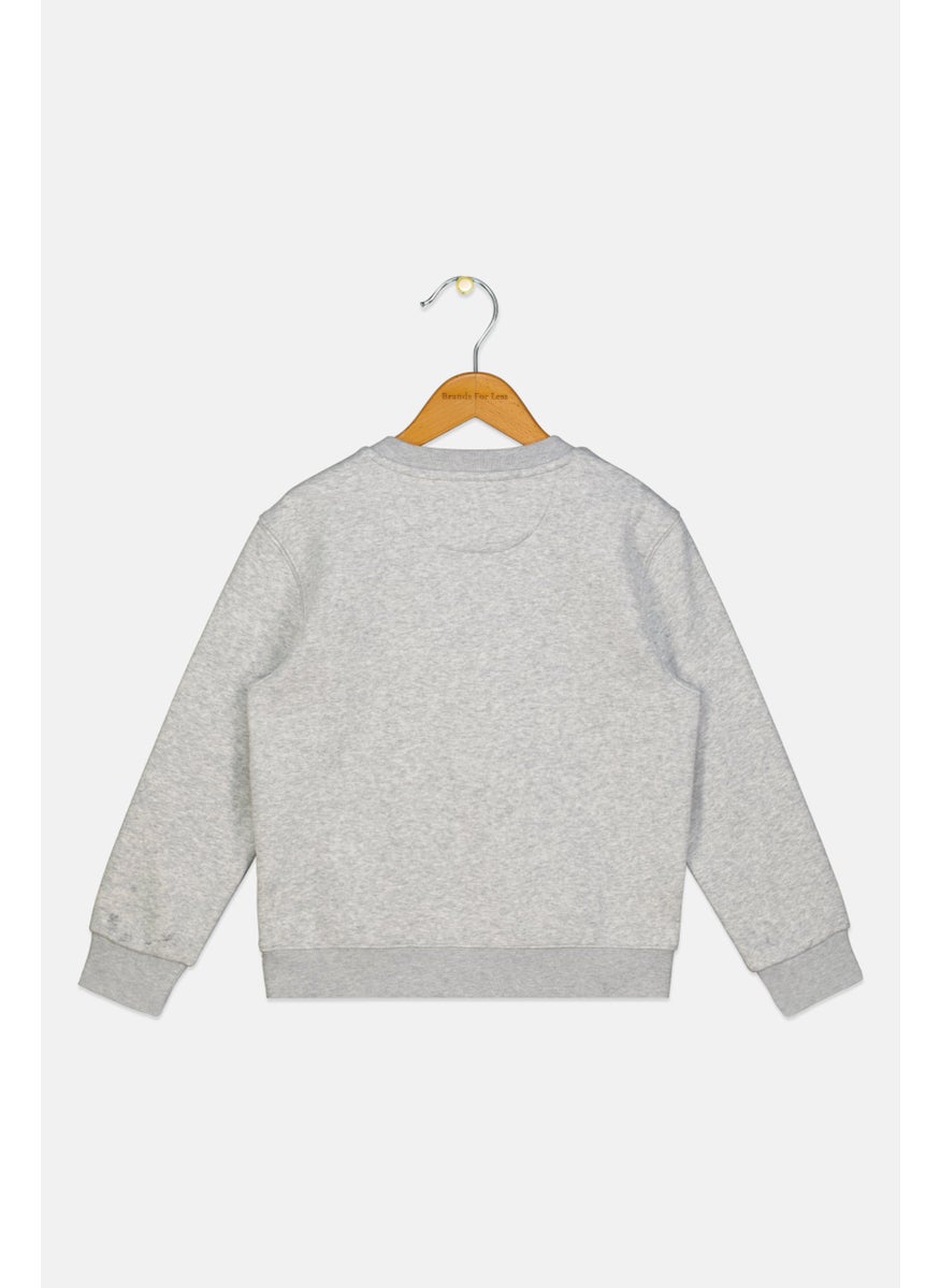 Kids Boy Long Sleeves Brand Logo Sweatshirt, Dark Grey
