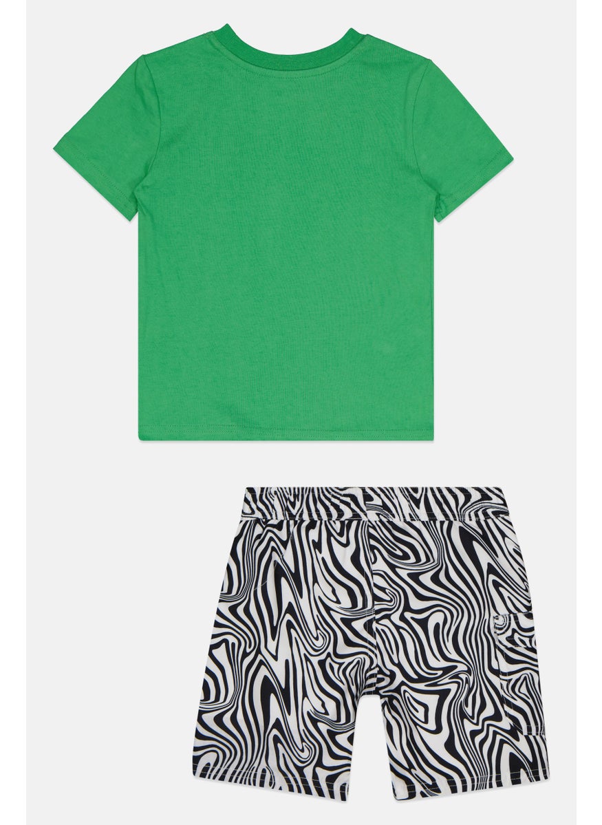 Toddlers Boy Short Sleeves Swim Tee And Swim Short, Green