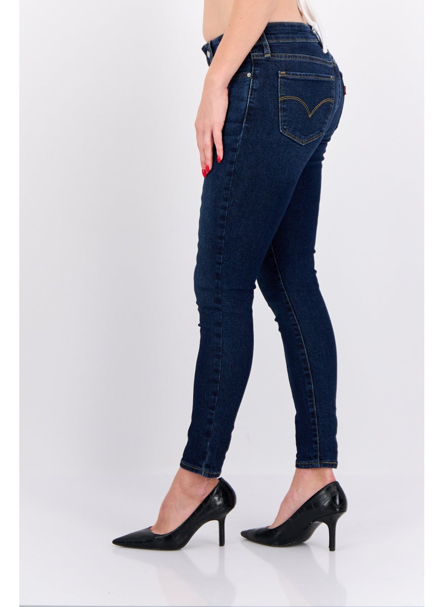 Women Skinny Fit Dark Wash Stretchable Denim, Blue