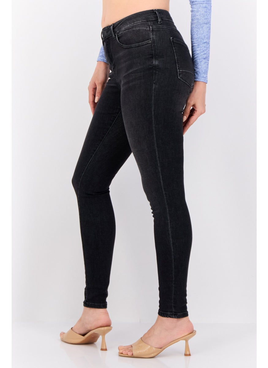 Women Skinny Fit Wash Stretchable Denim, Charcoal