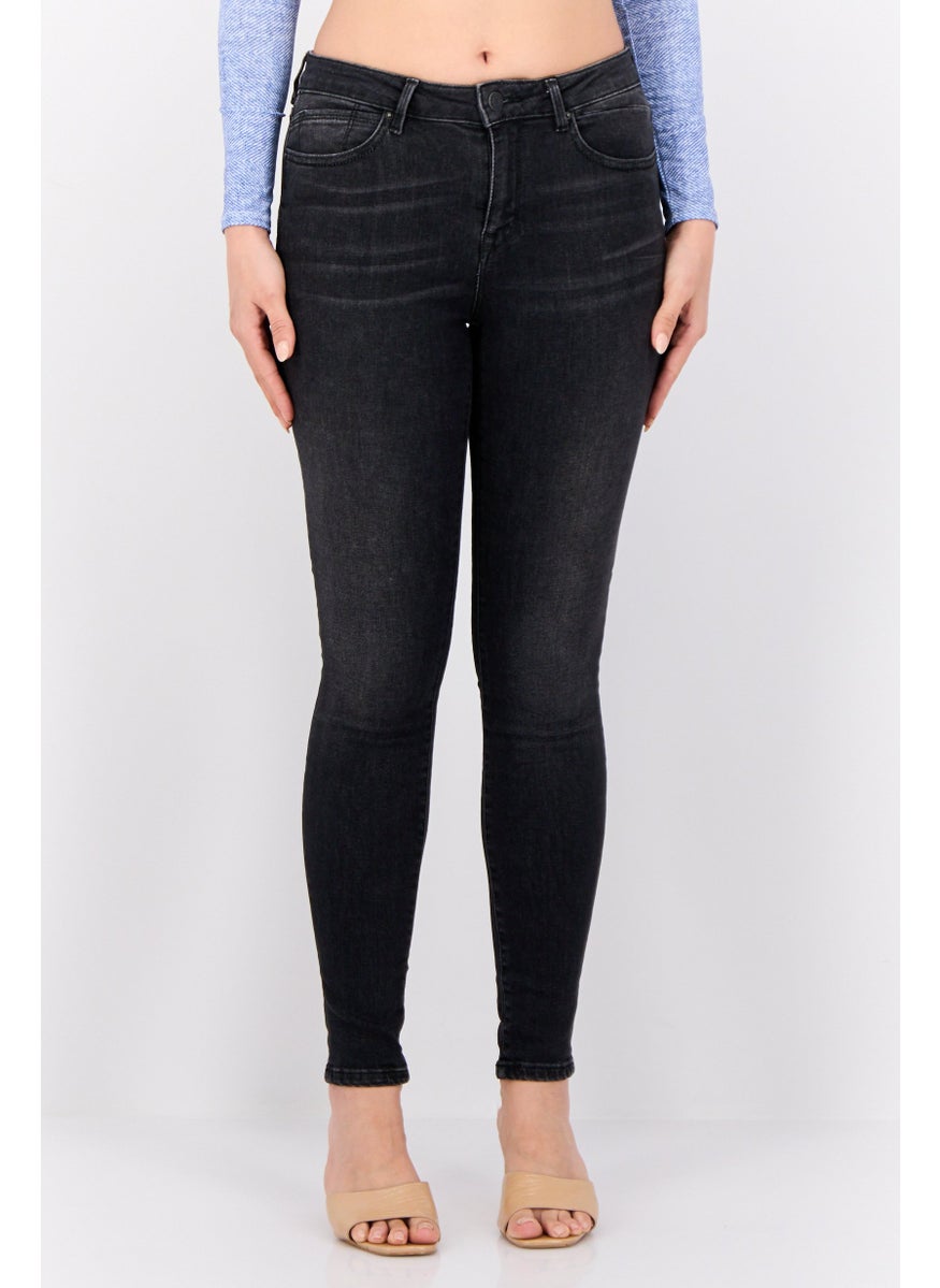 Women Skinny Fit Wash Stretchable Denim, Charcoal